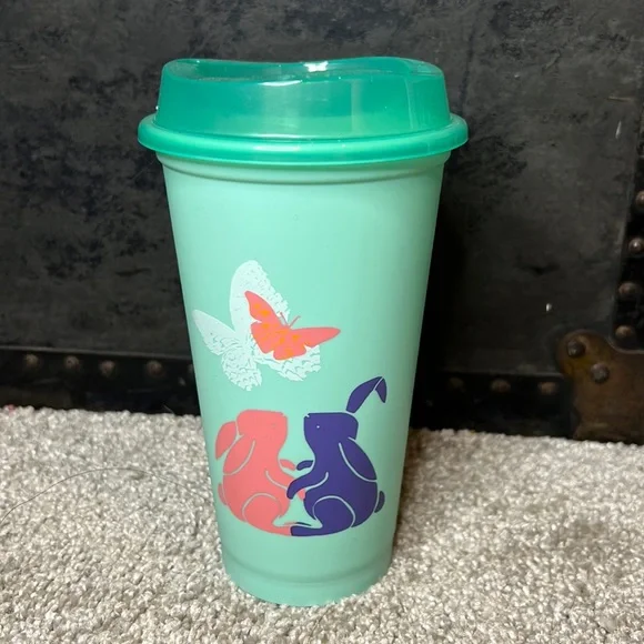 Starbucks | Accessories | Teal Easter 222 Edition Starbucks Hotcold Cup  Easter Bunny Butterfly | Poshmark